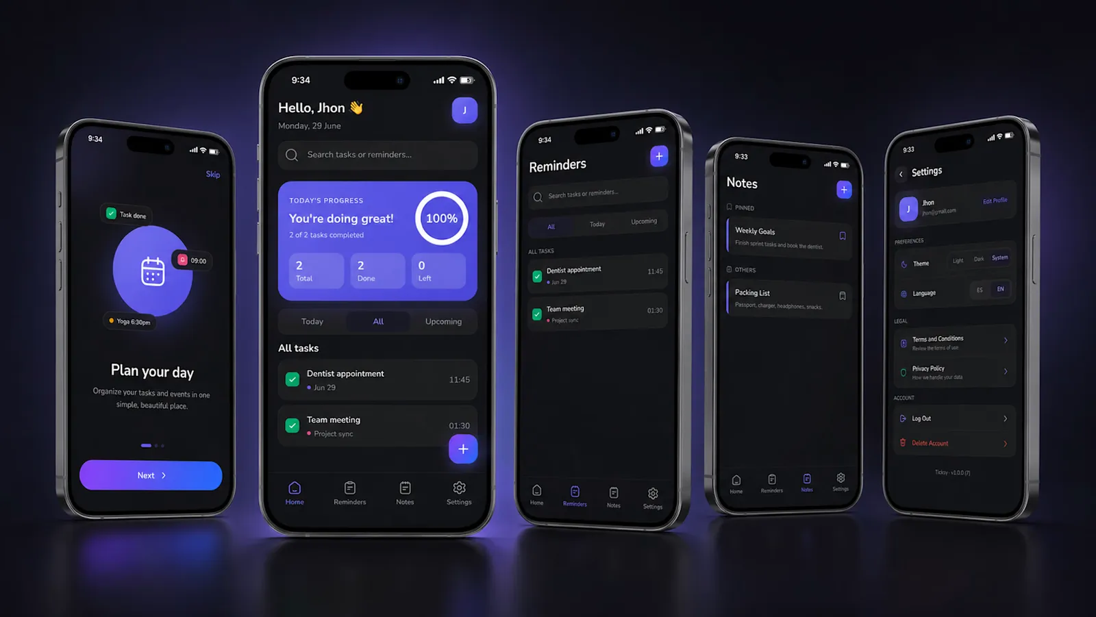 Ticksy: Daily planner — Tareas, recordatorios y notas